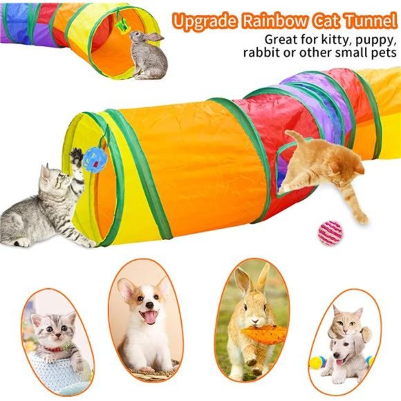 Cat Toys Kitten Toys Set, Collapsible Cat Tunnels for Indoor Cats, Interactive - Picture 4 of 6